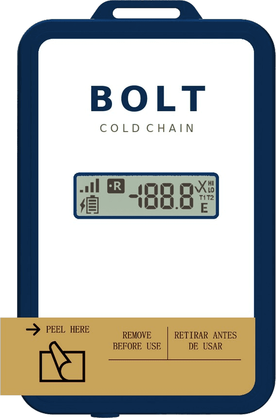 ELYON Bolt cold-chain tracker, a compact rechargeable unit that rides in the load