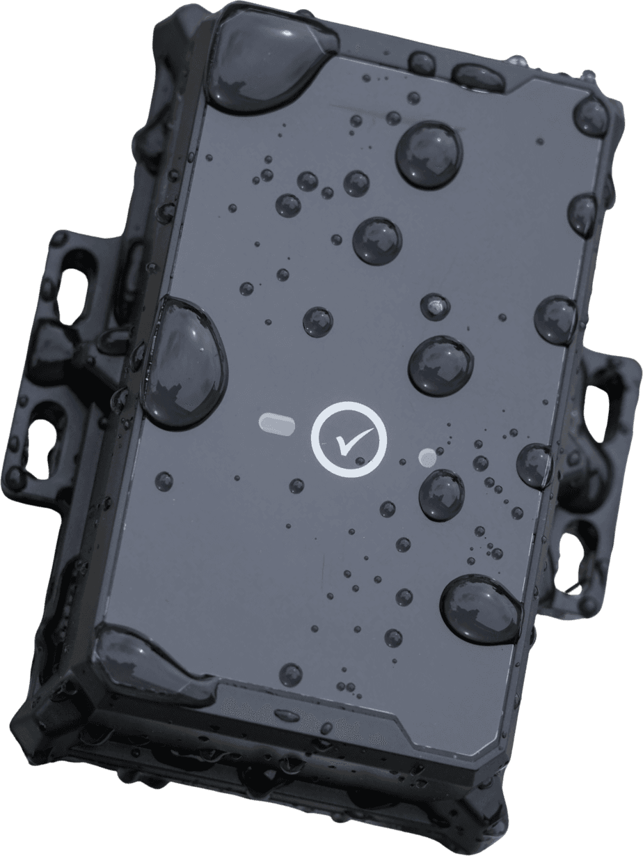 ELYON Pulse GPS cellular tracker, a ruggedized housing with mounting ears